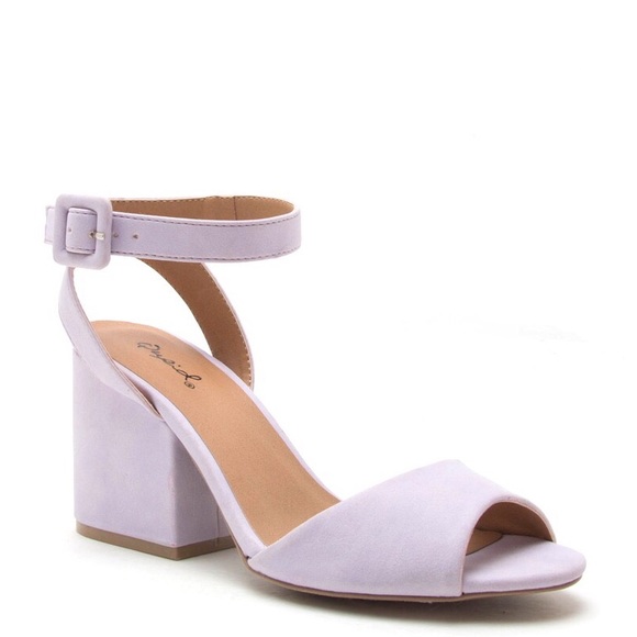 Last 10 Qupid ankle strap chunky HEEL lilac sandal - Picture 2 of 2